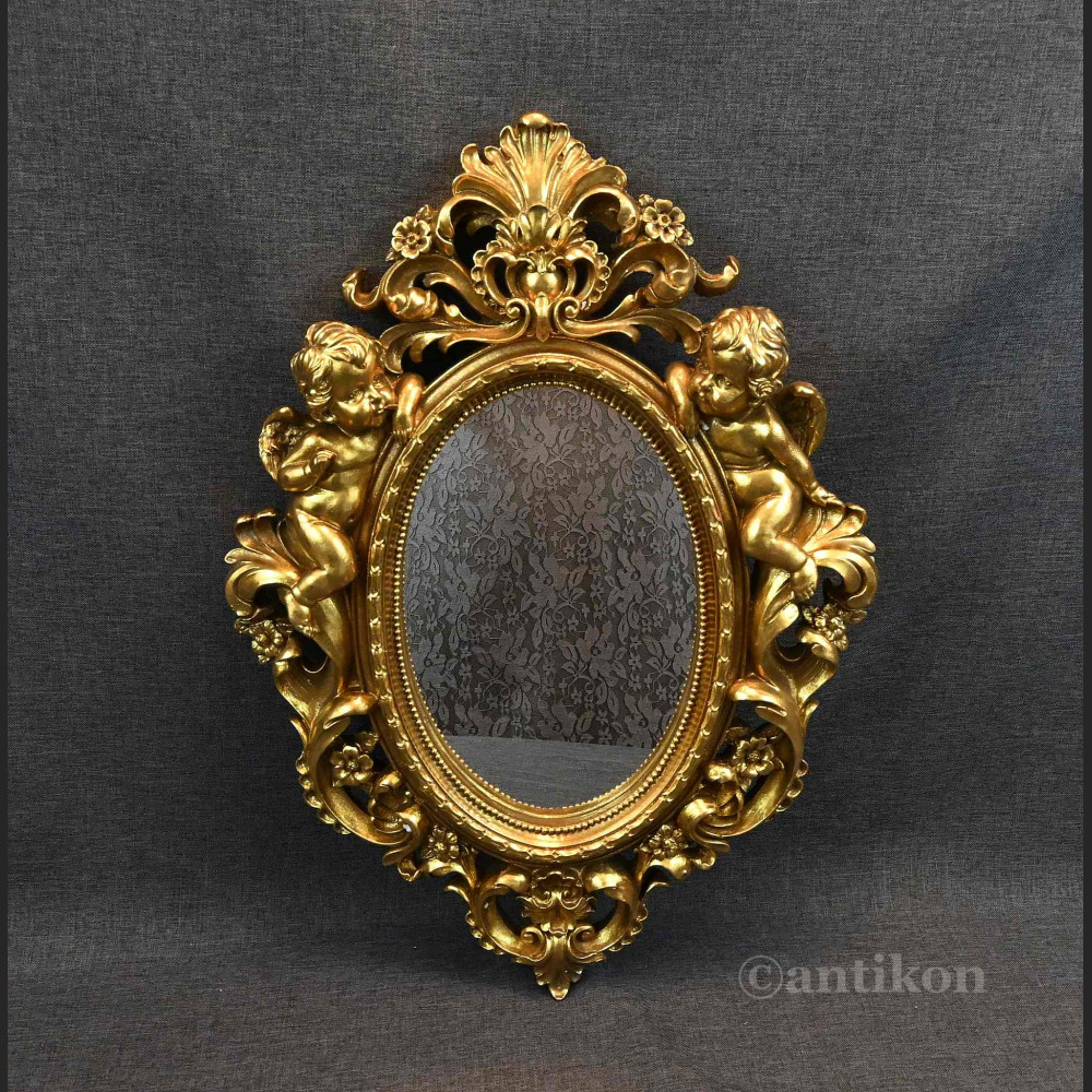 Lustro złote z aniołami owalne Lustro złote z aniołami owalne