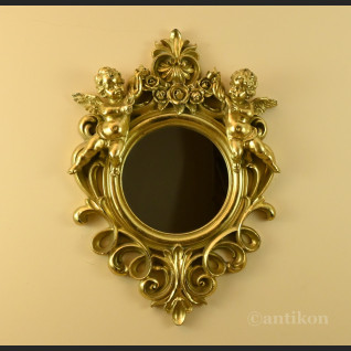 Lustro ozdobne z aniołkami w złotej ramie  Lustro ozdobne z aniołkami w złotej ramie