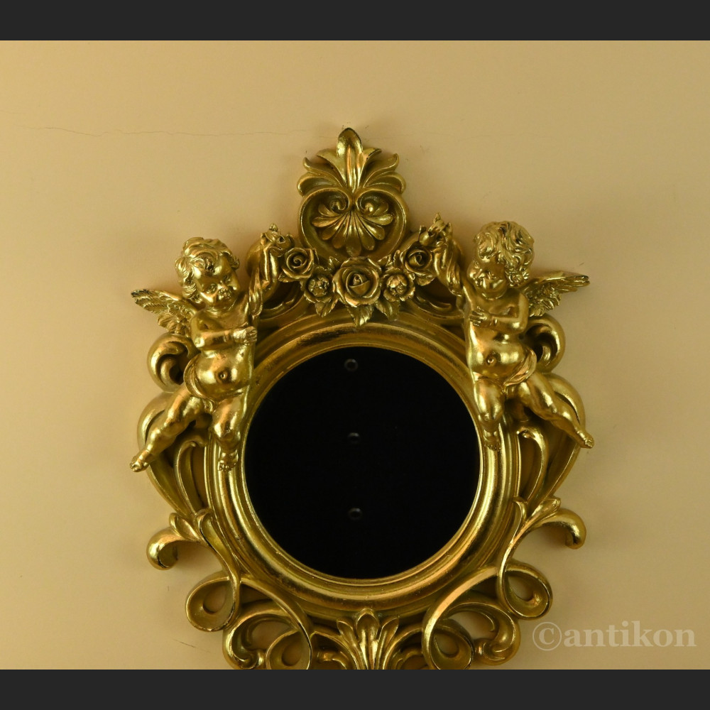 Lustro ozdobne z aniołkami w złotej ramie  Lustro ozdobne z aniołkami w złotej ramie