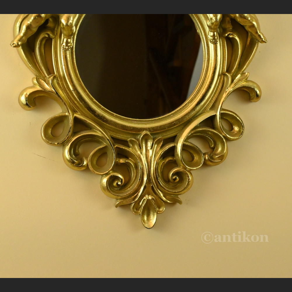 Lustro ozdobne z aniołkami w złotej ramie  Lustro ozdobne z aniołkami w złotej ramie