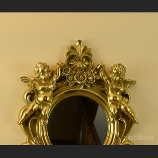 Lustro ozdobne z aniołkami w złotej ramie  Lustro ozdobne z aniołkami w złotej ramie
