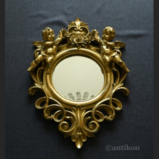 Lustro ozdobne z aniołkami w złotej ramie  Lustro ozdobne z aniołkami w złotej ramie