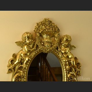 Lustro barokowe złote z amorkami 