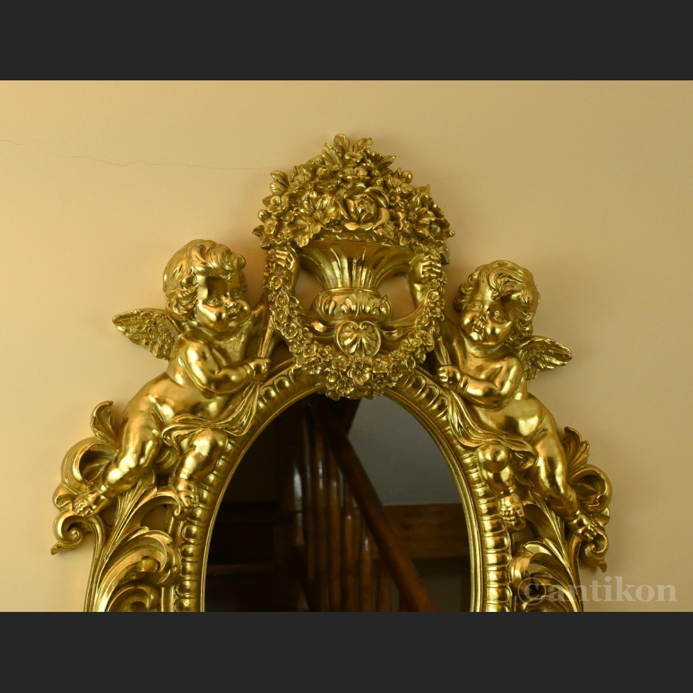 Lustro barokowe złote z amorkami 