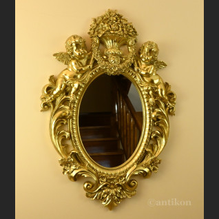 Lustro barokowe złote z amorkami 