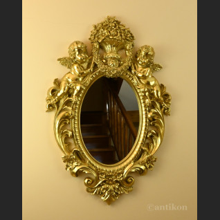 Lustro barokowe złote z amorkami 