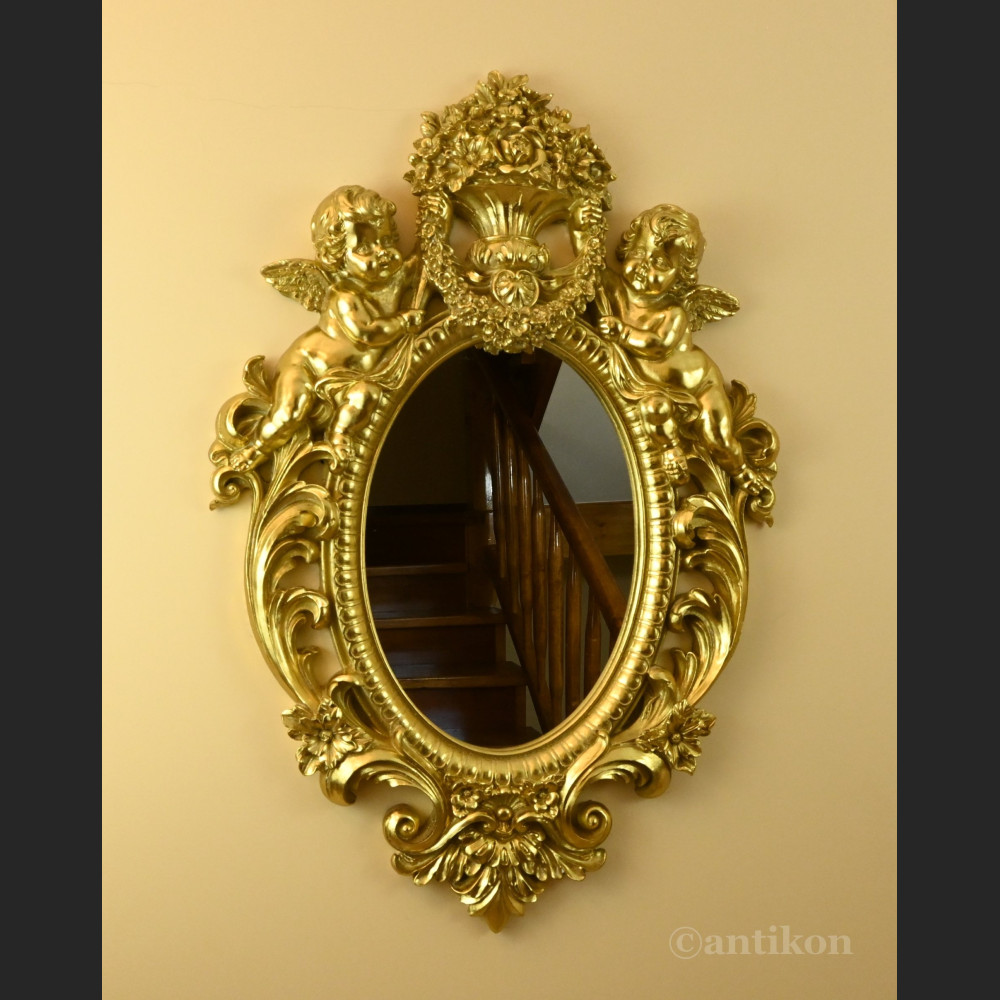 Lustro barokowe złote z amorkami 