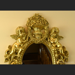 Lustro barokowe złote z amorkami 