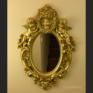 Lustro barokowe złote z amorkami 