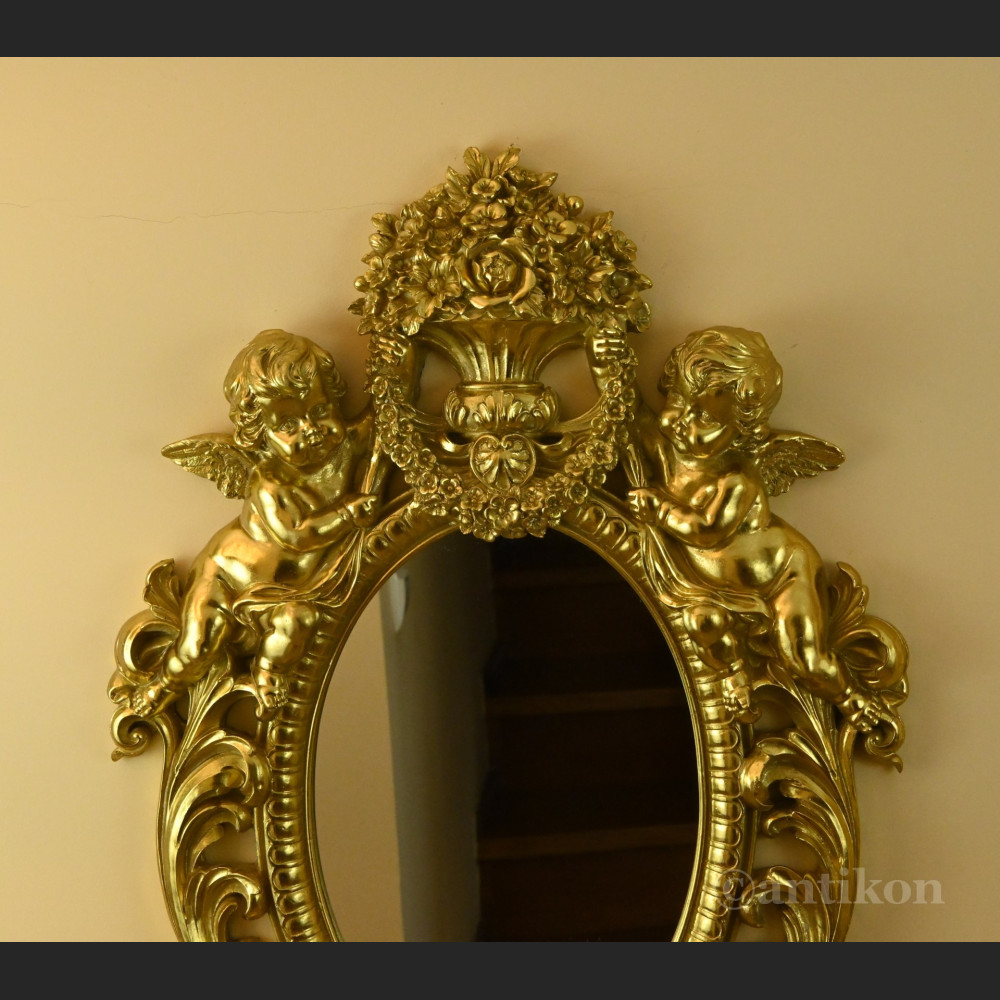 Lustro barokowe złote z amorkami 