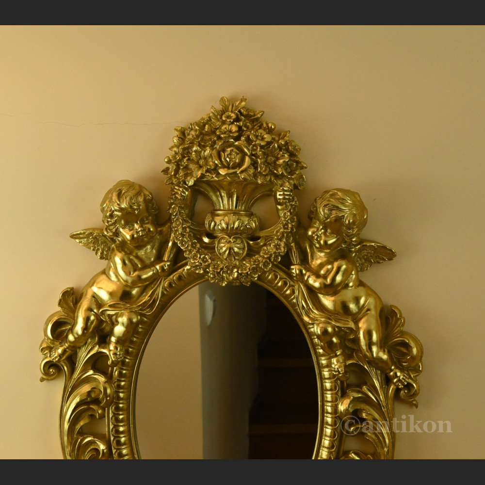Lustro barokowe złote z amorkami 