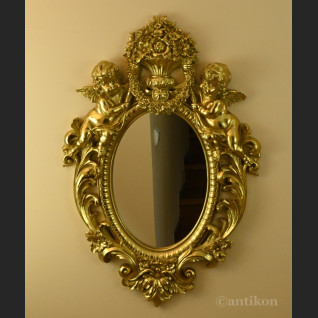 Lustro barokowe złote z amorkami 