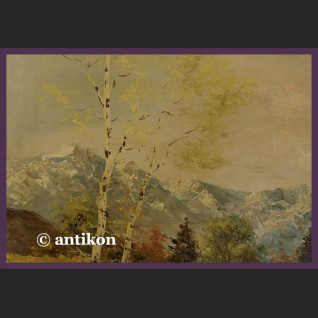 OGROMNY STARY OLEJ NA DESCE ŚLICZNY PEJZAŻ Z BRZOZAMI SYG. OGROMNY STARY OLEJ NA DESCE ŚLICZNY PEJZAŻ Z BRZOZAMI SYG.