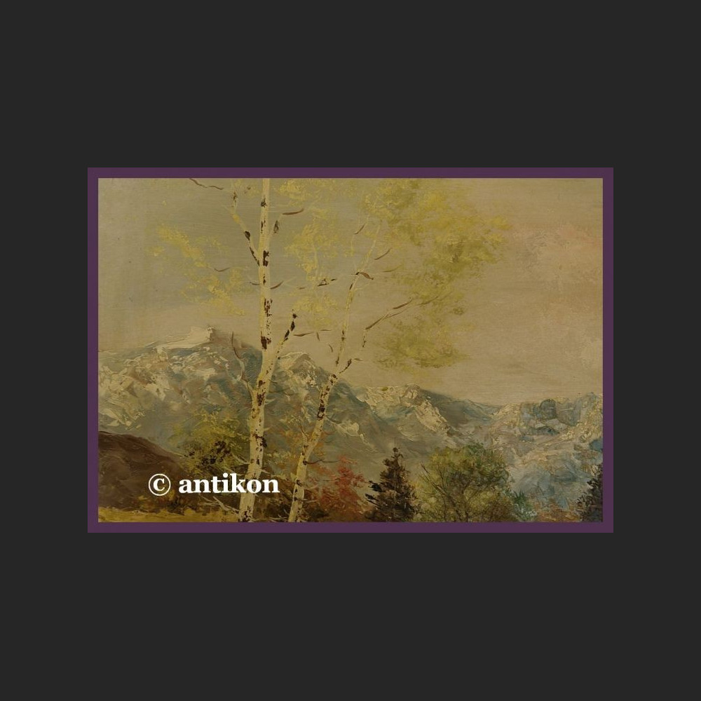 OGROMNY STARY OLEJ NA DESCE ŚLICZNY PEJZAŻ Z BRZOZAMI SYG. OGROMNY STARY OLEJ NA DESCE ŚLICZNY PEJZAŻ Z BRZOZAMI SYG.