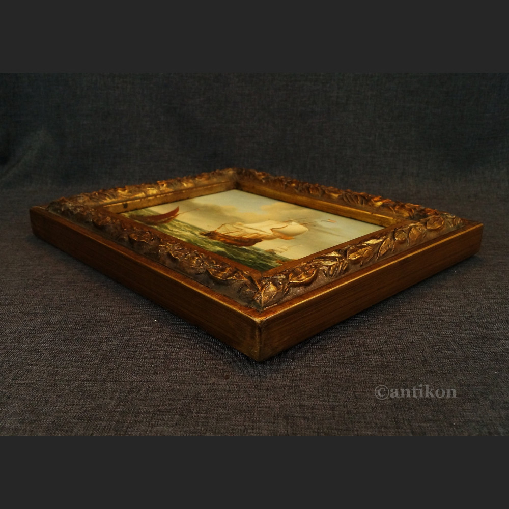 Miniatura z żaglowcami obraz na desce Miniatura z żaglowcami obraz na desce