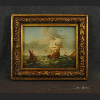 Miniatura z żaglowcami obraz na desce Miniatura z żaglowcami obraz na desce