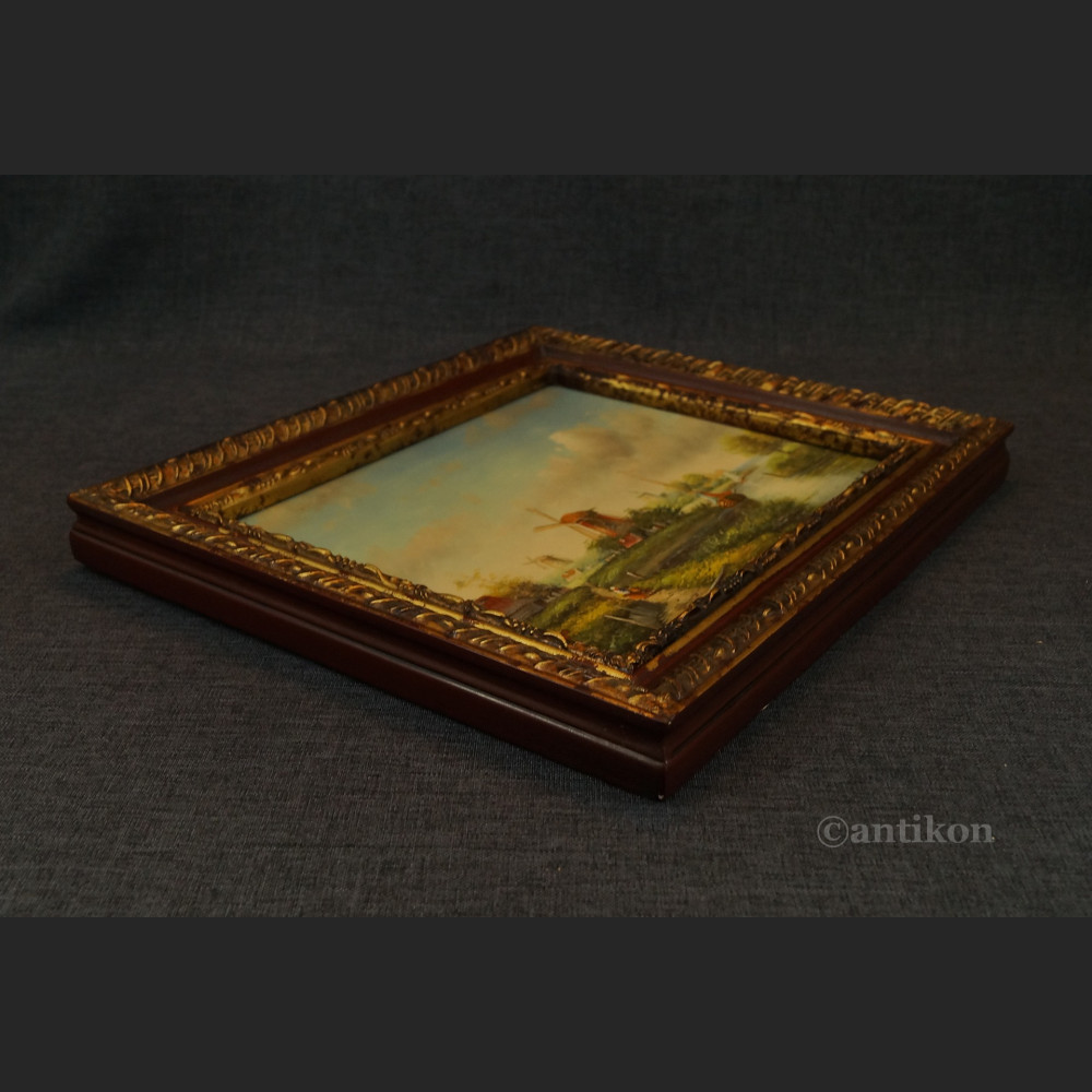 Wiejski widok z wiatrakami obraz w ramie 