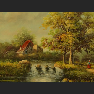 Sielanka wiejska obraz z wodospadem  Sielanka wiejska obraz z wodospadem