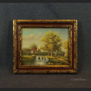 Sielanka wiejska obraz z wodospadem  Sielanka wiejska obraz z wodospadem