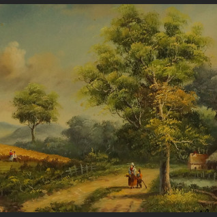 Żniwa obraz olejny na desce  Żniwa obraz olejny na desce