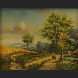 Żniwa obraz olejny na desce  Żniwa obraz olejny na desce