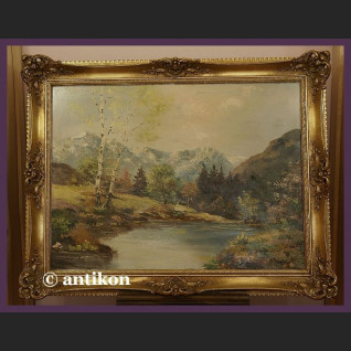 OGROMNY STARY OLEJ NA DESCE ŚLICZNY PEJZAŻ Z BRZOZAMI SYG. OGROMNY STARY OLEJ NA DESCE ŚLICZNY PEJZAŻ Z BRZOZAMI SYG.