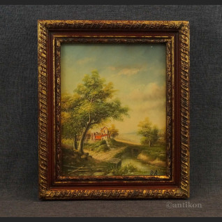 Wieś obraz olejny piękna miniatura Wieś obraz olejny piękna miniatura