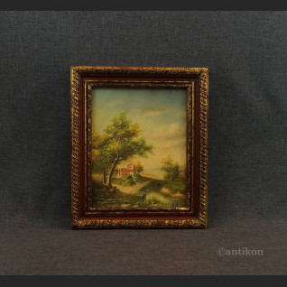 Wieś obraz olejny piękna miniatura 