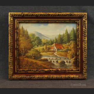 Pejzaż górski miniatura olejna