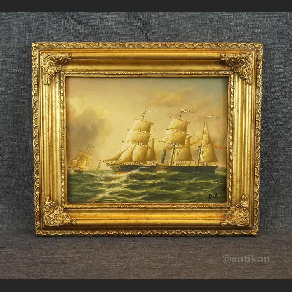 Trójmasztowiec na morzu obraz olejny 