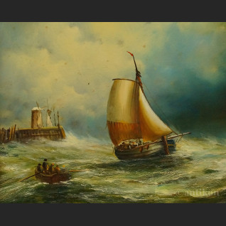 Pejzaż marynistyczny łódź na morzu 