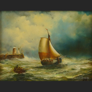 Pejzaż marynistyczny łódź na morzu 