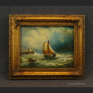 Pejzaż marynistyczny łódź na morzu 