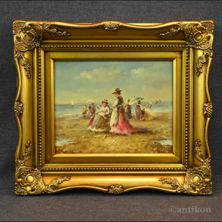 Obraz Damy na plaży wg Monet  Obraz Damy na plaży wg Monet