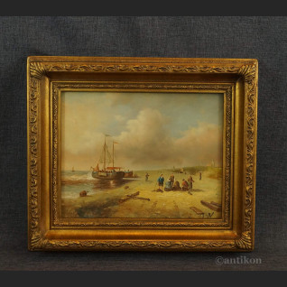 Obraz olejny wioska rybacka malarstwo 