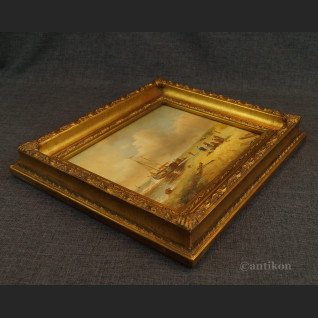 Obraz olejny wioska rybacka malarstwo 