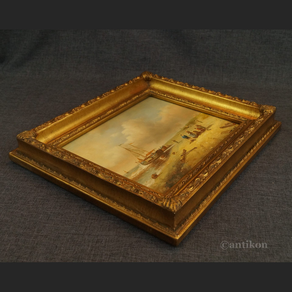 Obraz olejny wioska rybacka malarstwo 