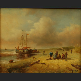 Obraz olejny wioska rybacka malarstwo 