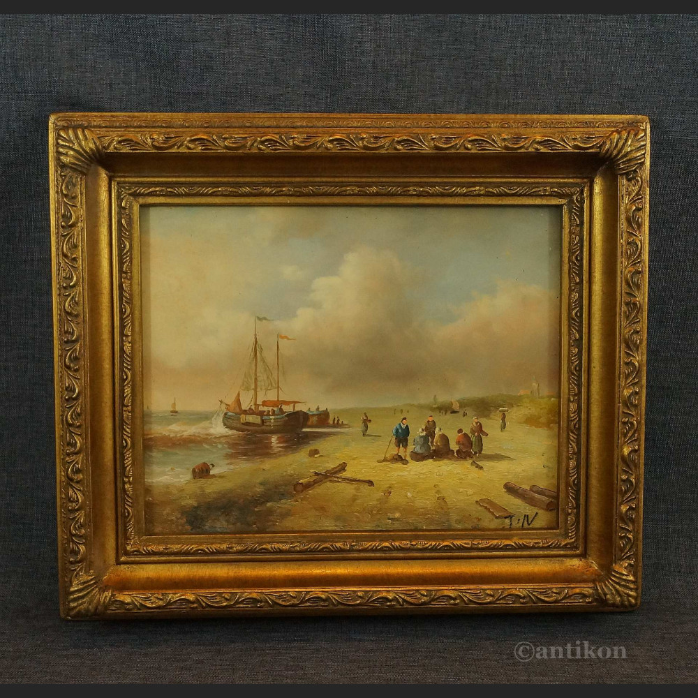 Obraz olejny wioska rybacka malarstwo 