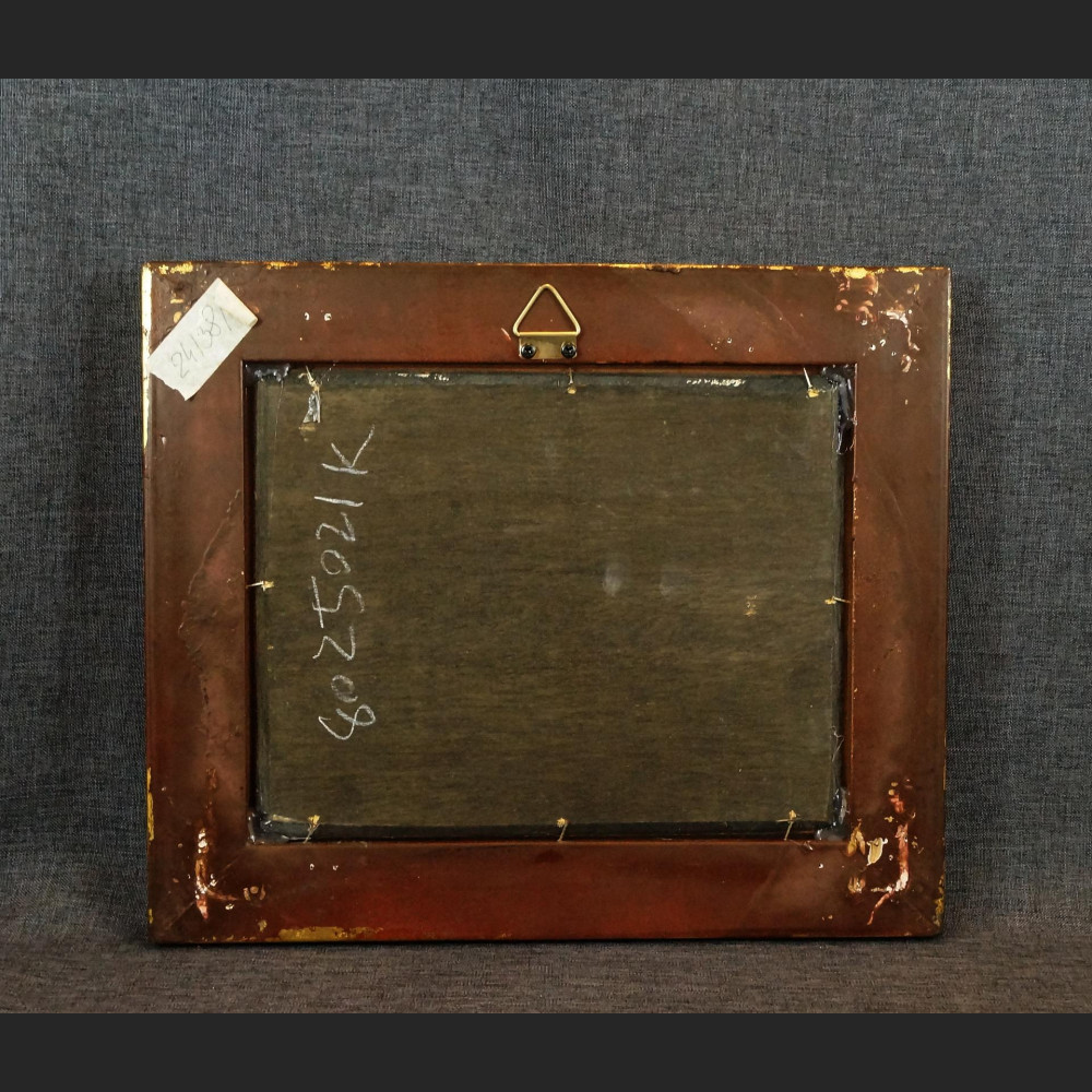 Obraz żaglowiec na morzu miniatura olejna 