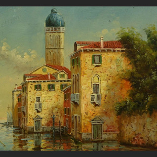 Pejzaż wenecki obraz olejny na desce Pejzaż wenecki obraz olejny na desce