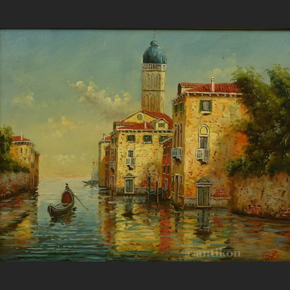 Pejzaż wenecki obraz olejny na desce Pejzaż wenecki obraz olejny na desce
