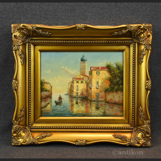 Pejzaż wenecki obraz olejny na desce 