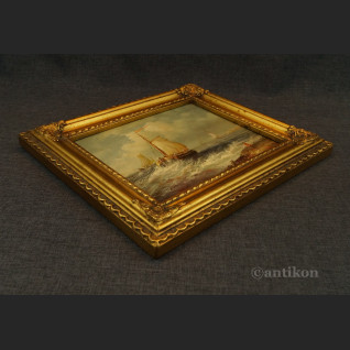 Pejzaż morski w miniaturze olej na desce 