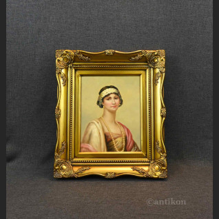 Portret kobiety z perłami obraz Art deco 