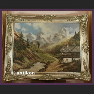 PIĘKNE STARE MALARSTWO TYROLSKI KRAJOBRAZ CUDOWNA RAMA