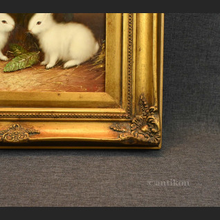 Obraz króliczki olejny w stylowej ramie Obraz króliczki olejny w stylowej ramie