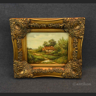 Pejzaż wiejski obraz olejny w ramie Uroki natury Pejzaż wiejski obraz olejny w ramie Uroki natury