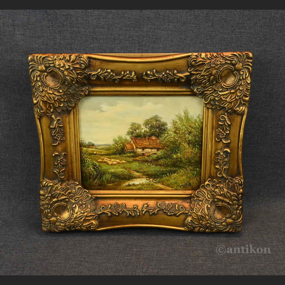Pejzaż wiejski obraz olejny w ramie Uroki natury Pejzaż wiejski obraz olejny w ramie Uroki natury