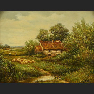 Pejzaż wiejski obraz olejny w ramie Uroki natury Pejzaż wiejski obraz olejny w ramie Uroki natury